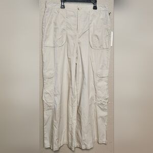 Angel Kiss Women's Wide Leg Cream Cargo Pants Size XL